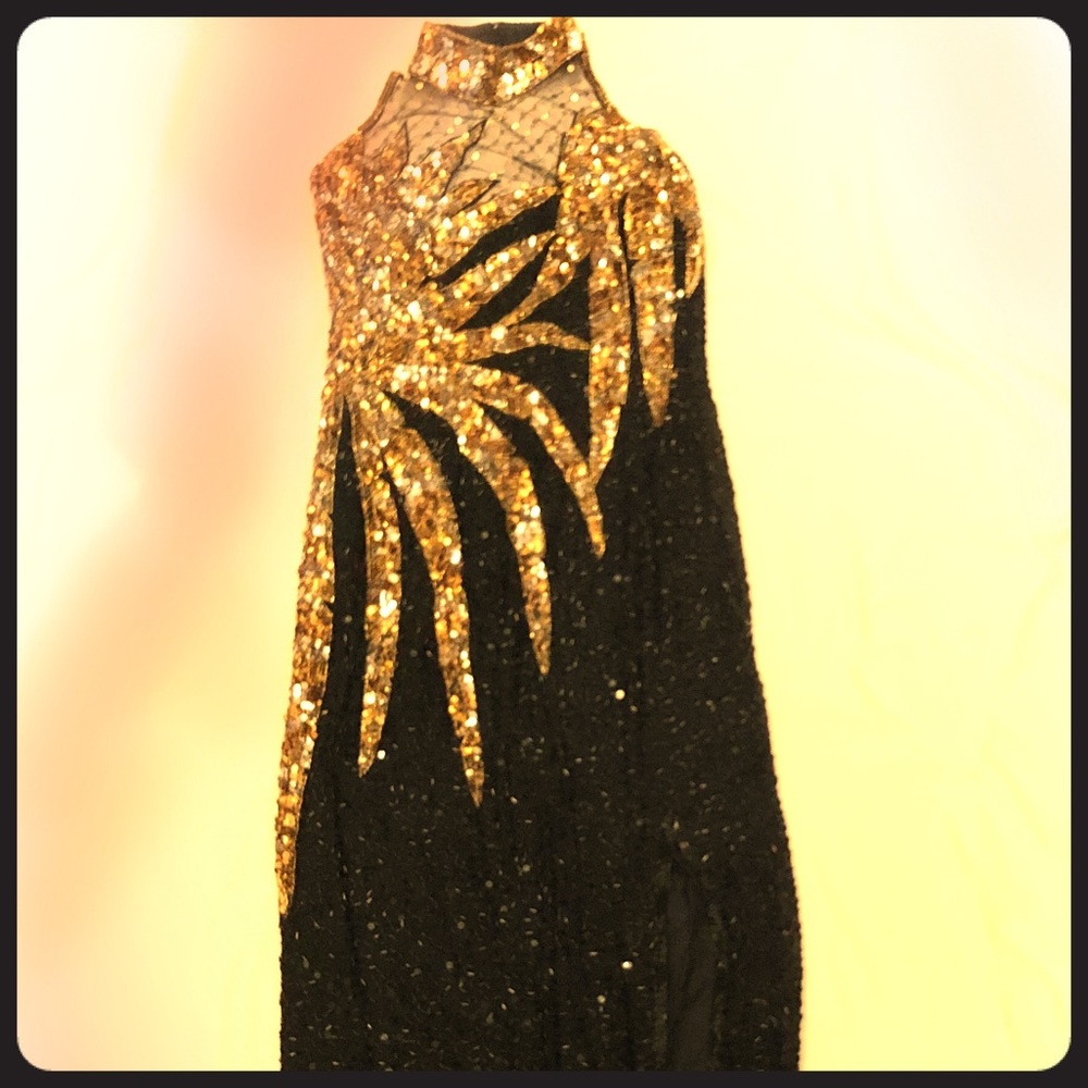 Black Tie Oleg Cassini Long Beaded Dress